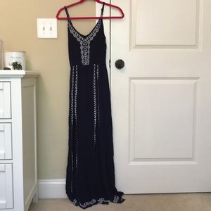 Navy blue and white maxi dress